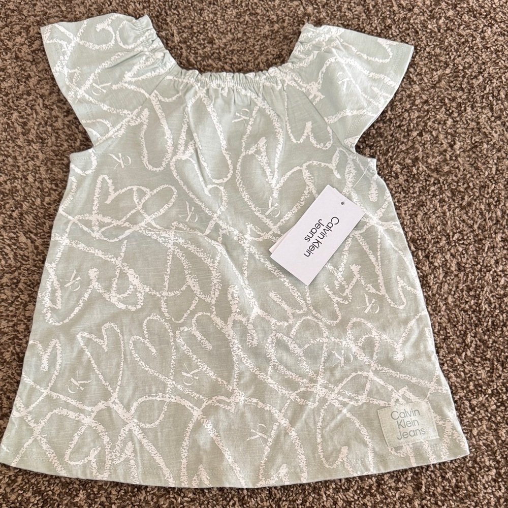 Calvin Klein Jeans Mint Green Girls Heart-Print Dress